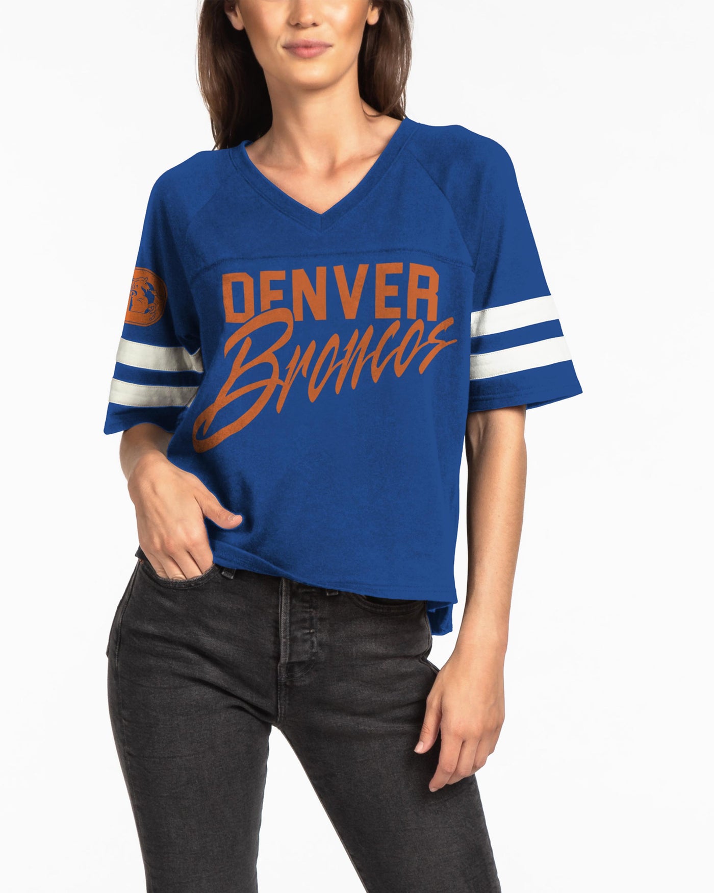 broncos v neck t shirt