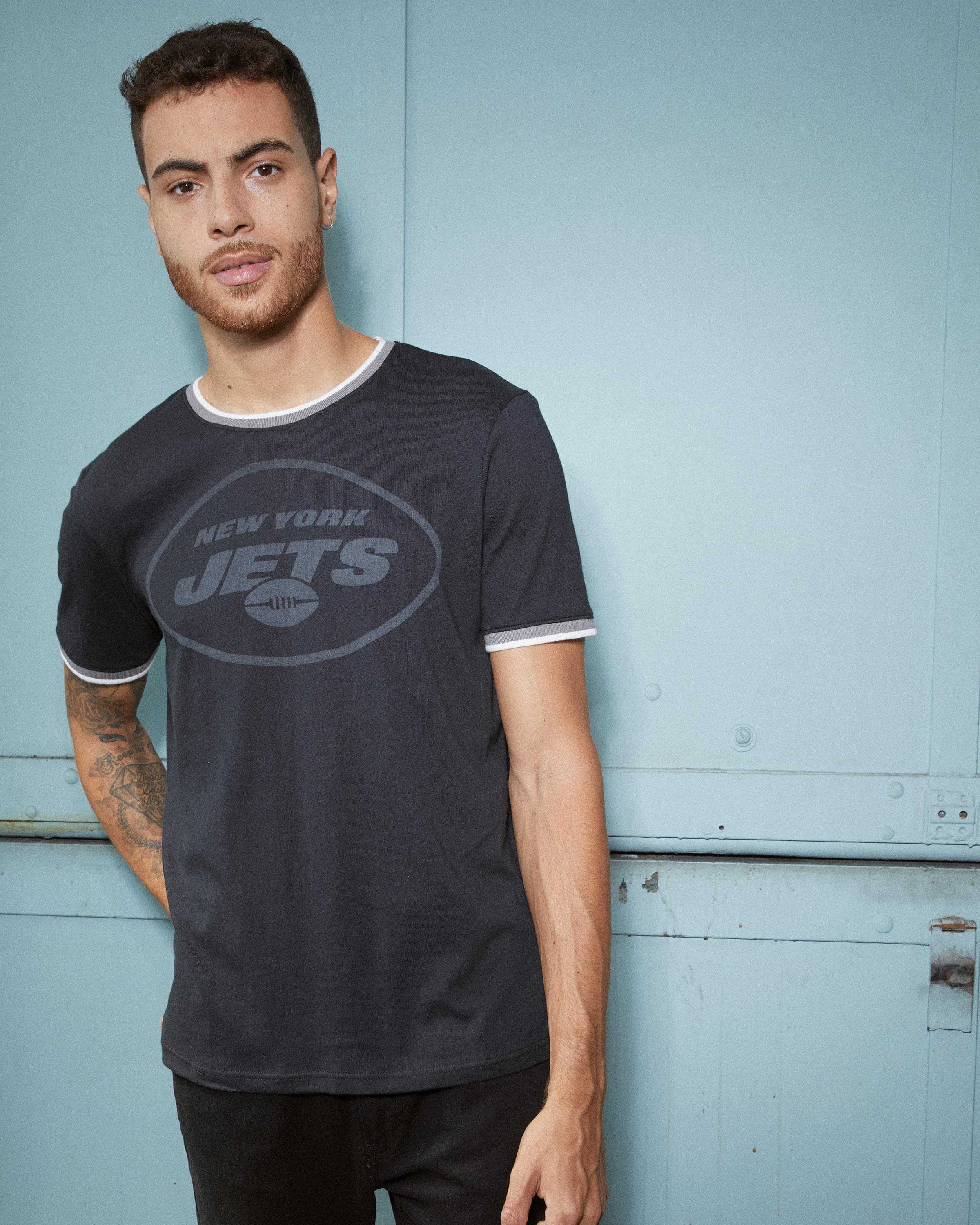 MENS JETS THROWBACK RINGER TEE