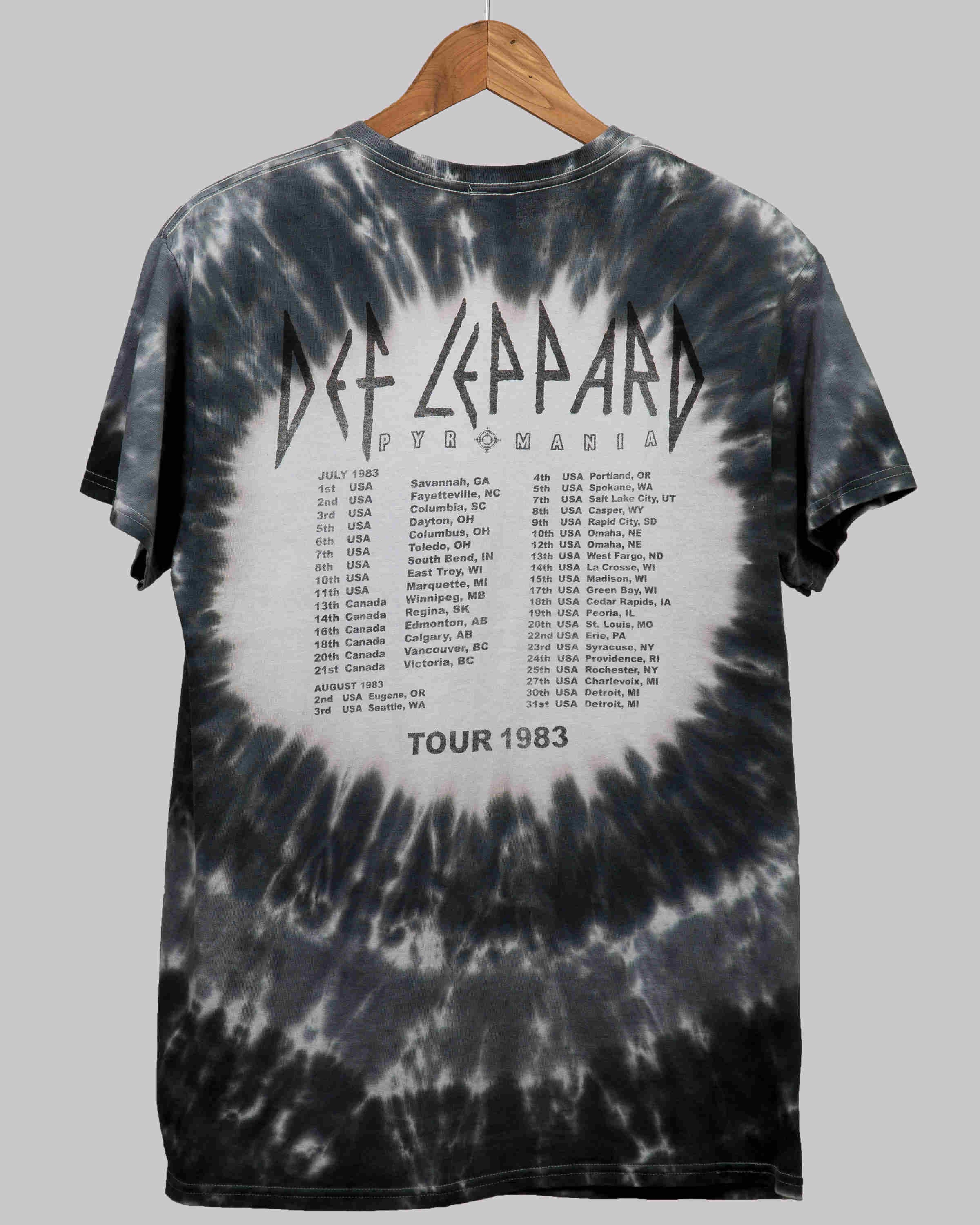 UNISEX DEF LEPPARD PYROMANIA TIE DYE FLEA MARKET TEE