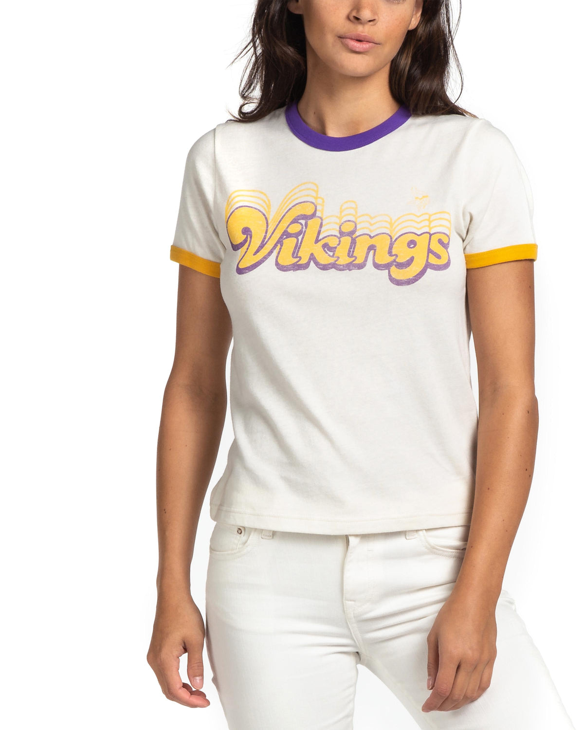 Womens Vikings Retro Ringer Tee