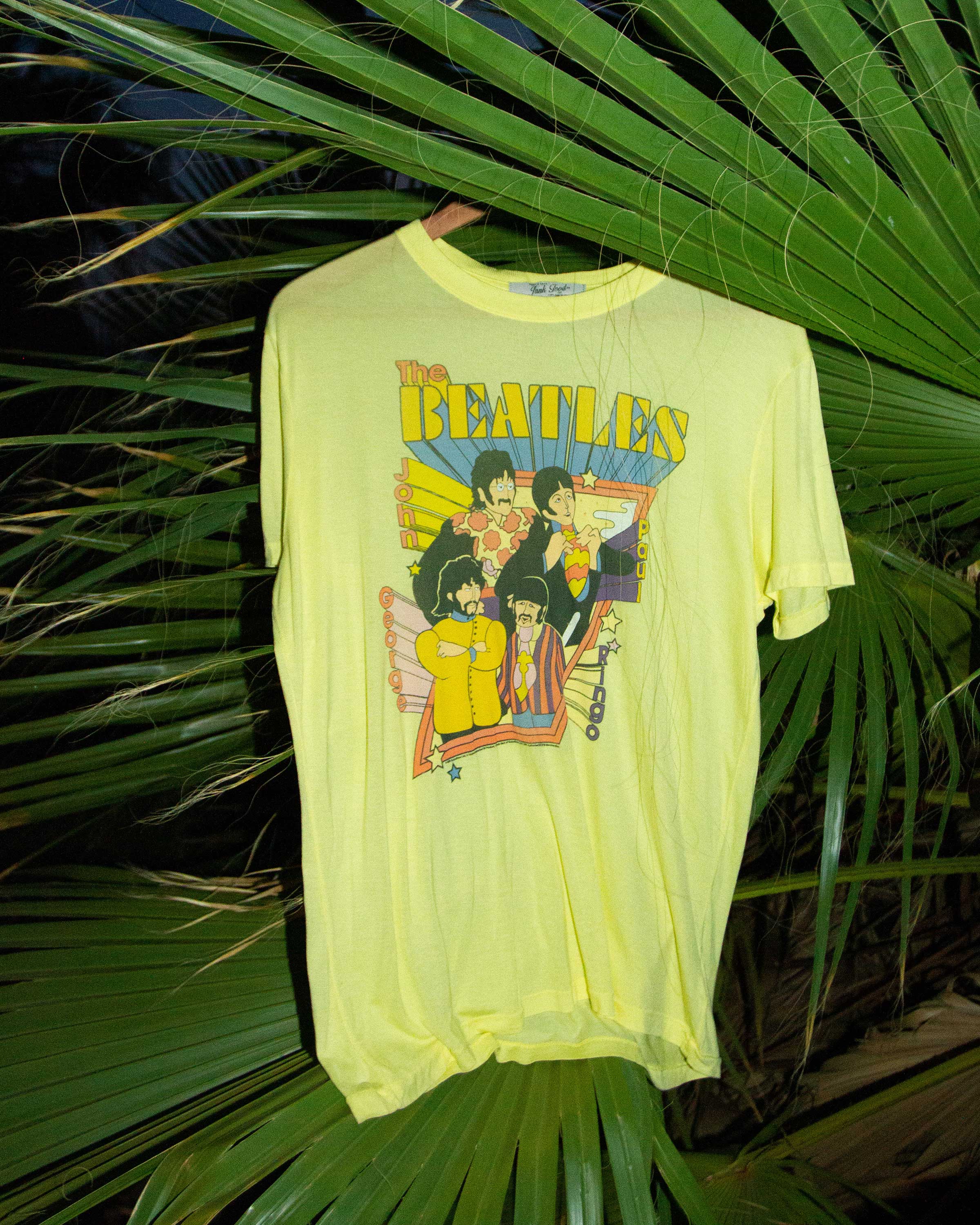 Women's The Beatles Neon Cartoon Vintage Tissue Tee