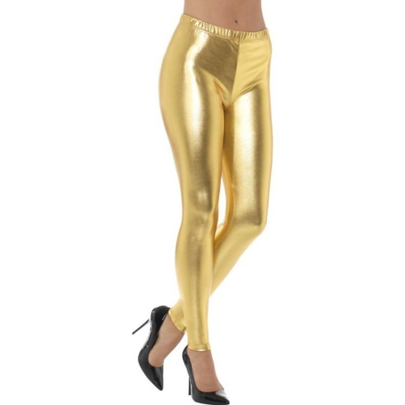 80s Metallic Disco Leggings, Blue