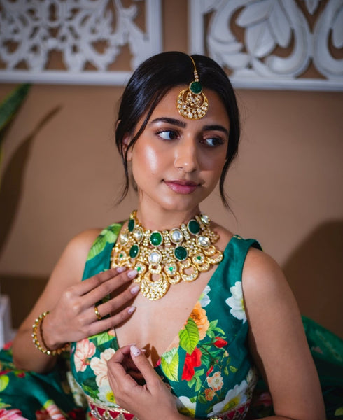 Emerald & Kundan choker for Indian brides