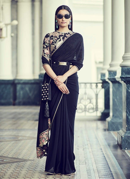 Buy Readymade Sabyasachi Designer HOT V-shape Sari Blouse Trendy Blouse  Sleeveless Satin Blouse Black Blouse Customized Blouse Online in India 