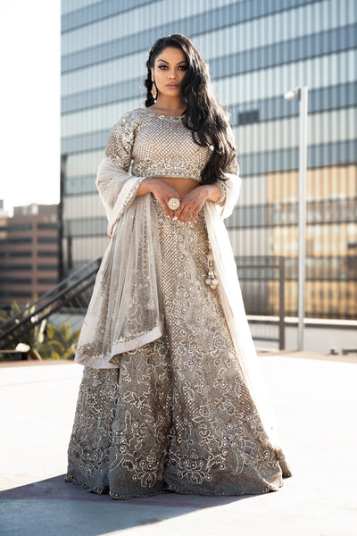 silver bridal lehenga for reception