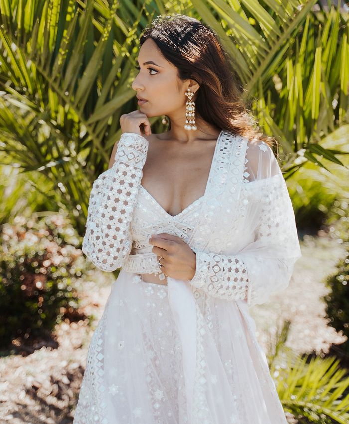 off shoulder long sleeved blouse with white lengha