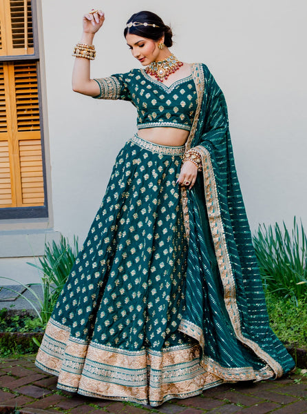 Green lengha for hill station destination weddings