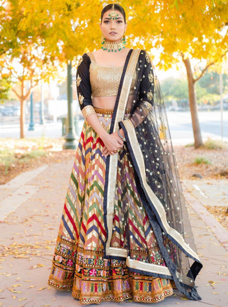 geometric pattern lengha for destination wedding brides