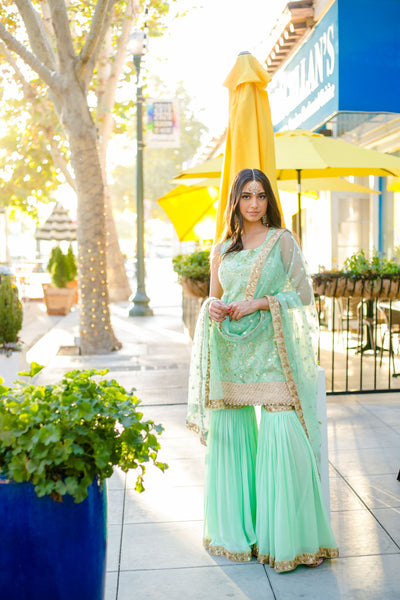 mint green sharara 