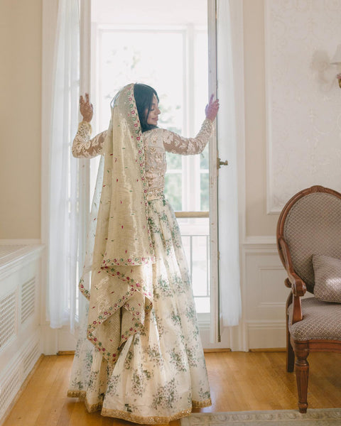 White bridal lehenga