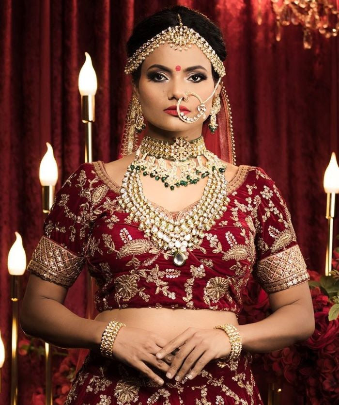 red bridal lehenga