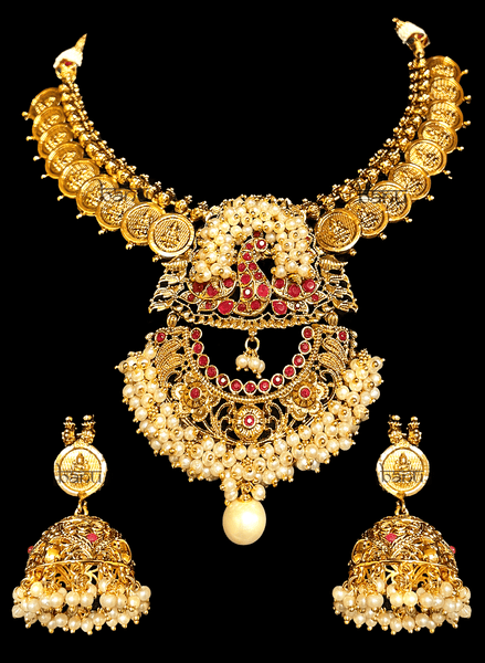 temple jewelry online usa - South Indian - coin necklace