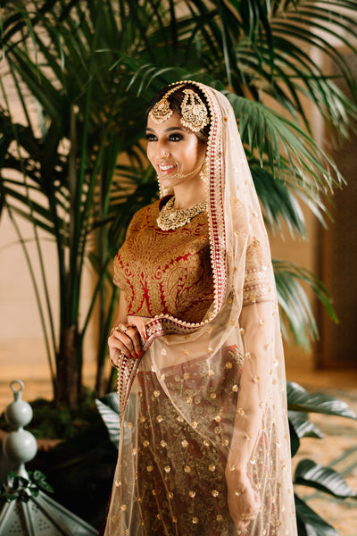 red bridal lengha