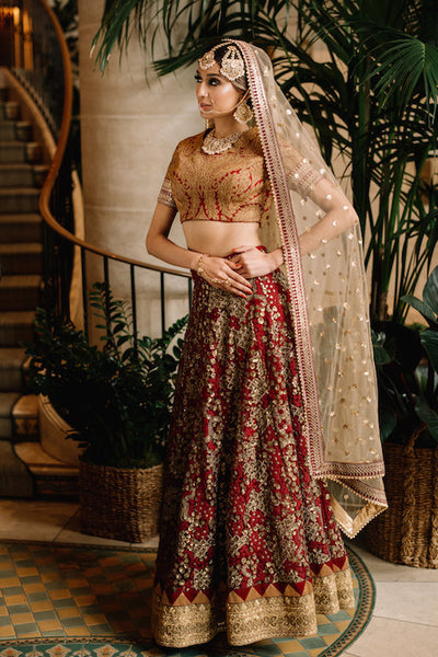 red bridal lengha