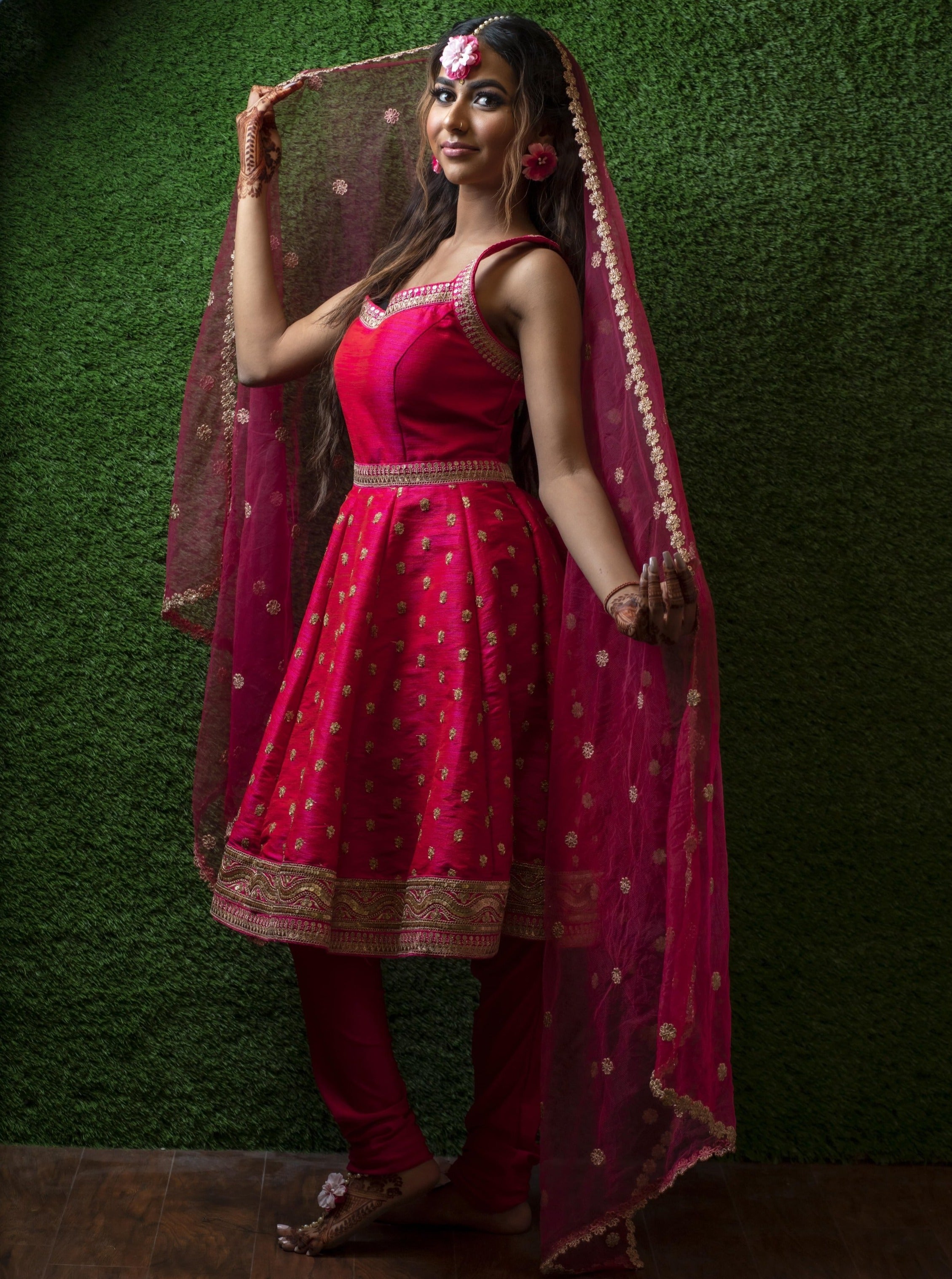 pink short anarkali