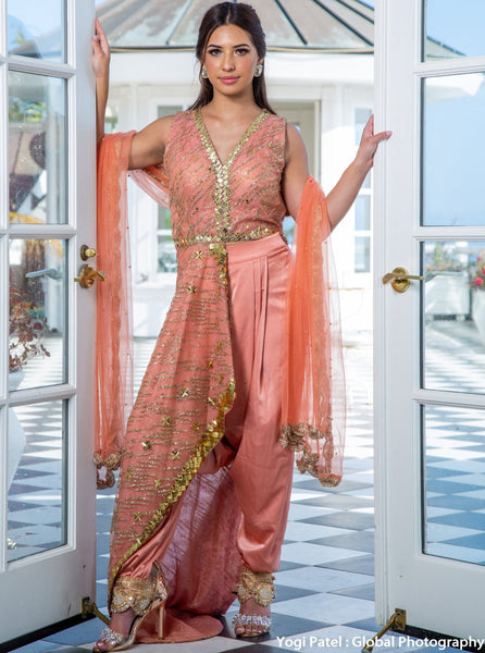 Buy Glamorous Dhoti Saree With Embellished Belt, Indowestern Dress, Indian  Wedding Mehendi Sangeet Party Wear Dress, Indian Fusion Wear Online in  India - Etsy
