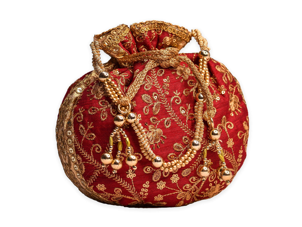 Red Potli Bag - Wedding Purse & Handbag for Indian Bride – B Anu Designs