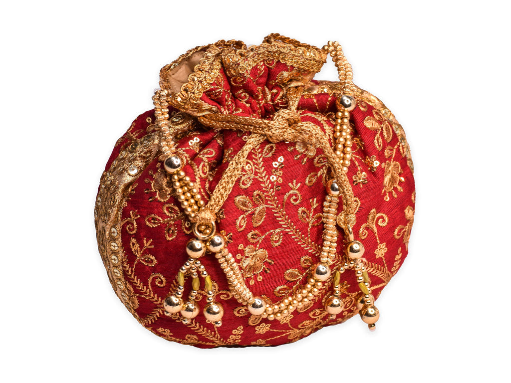 Red Potli Bag - Wedding Purse & Handbag for Indian Bride – B Anu Designs