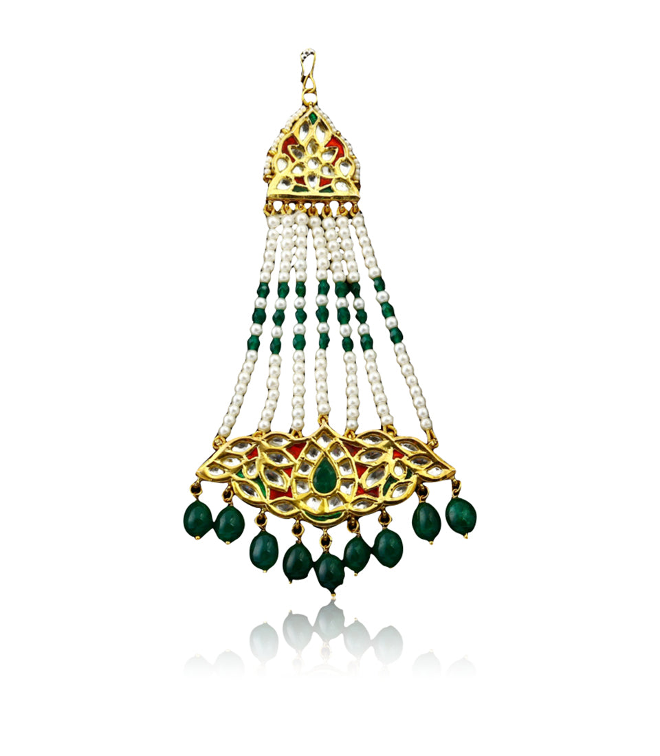 green kundan bridal passa