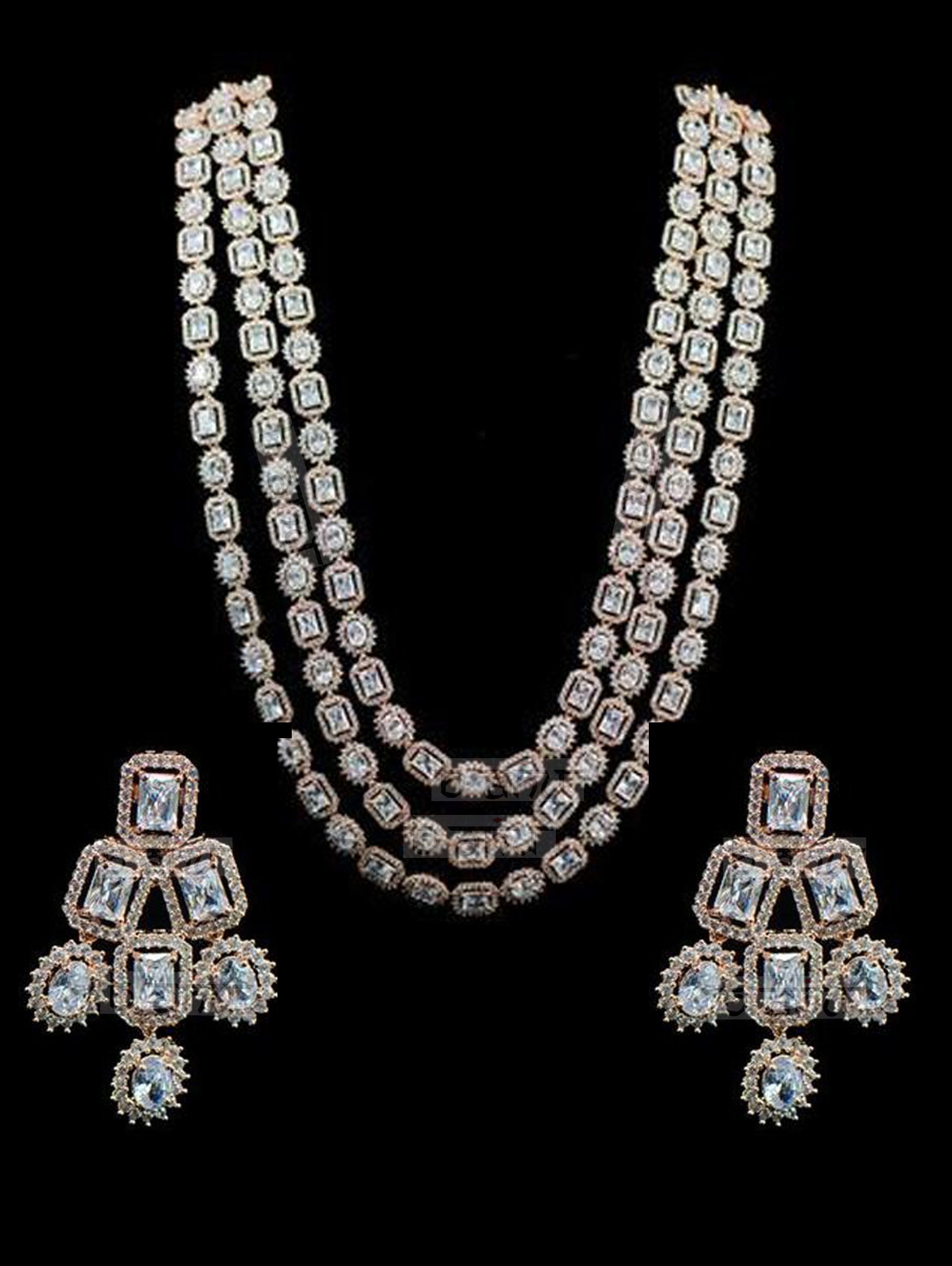 CZ Long Necklace with earrings