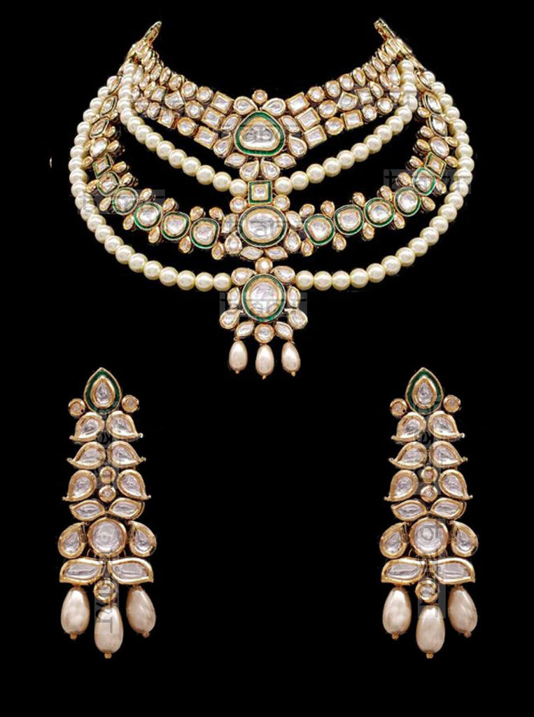 Indian Bridal Jewelry Set: Meenakari Polki Jadau Bridal Set – B Anu Designs