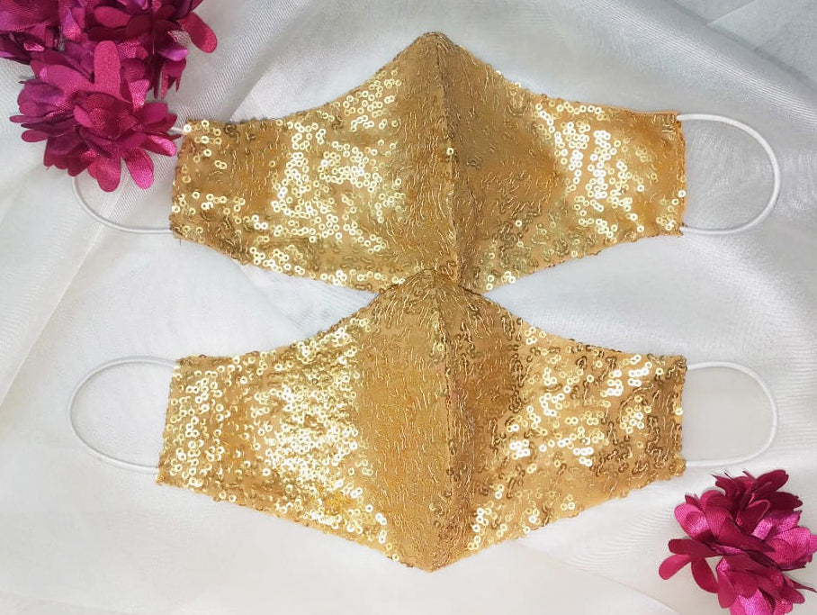 Indian Bridal Face Masks - Gold Sequin Mask – B Anu Designs