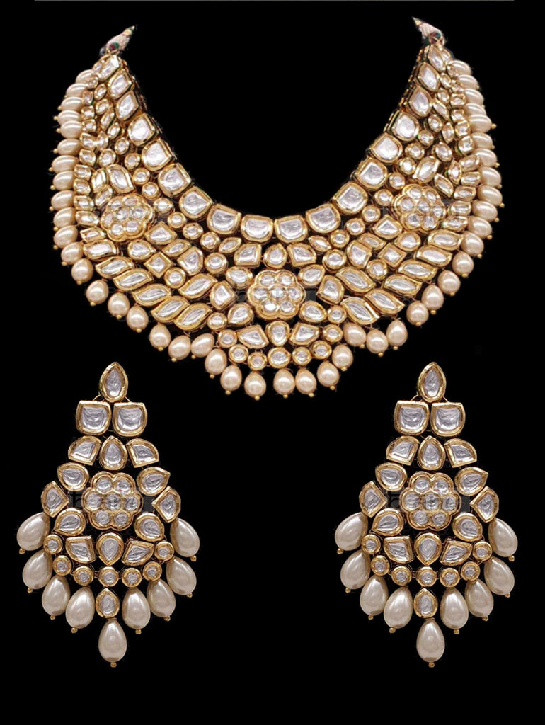 Nia Kundan Statement Polki Jadau Bridal Set with Pearls – B Anu Designs