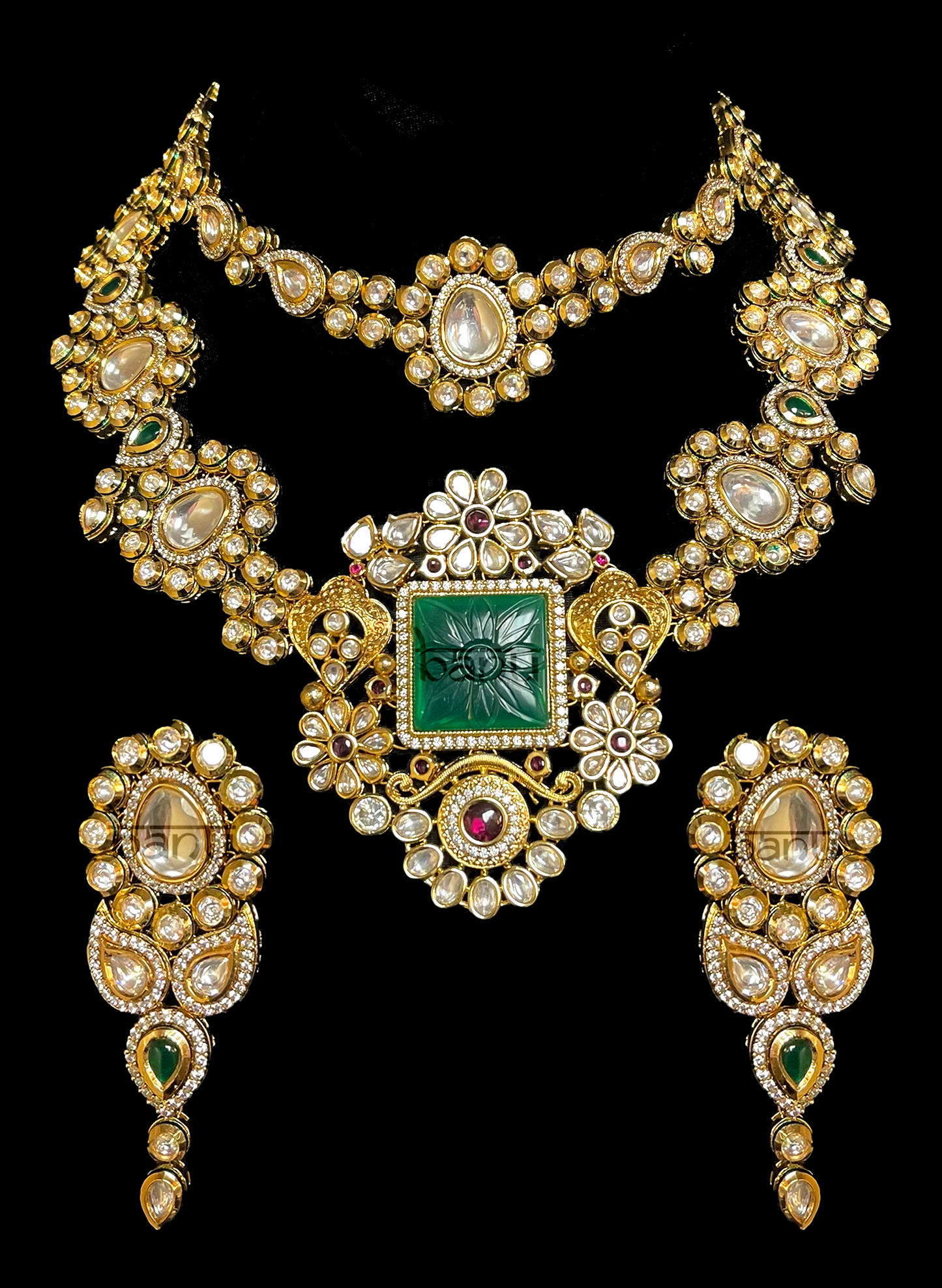 B Anu Designs Kiara Emerald Jewelry Set