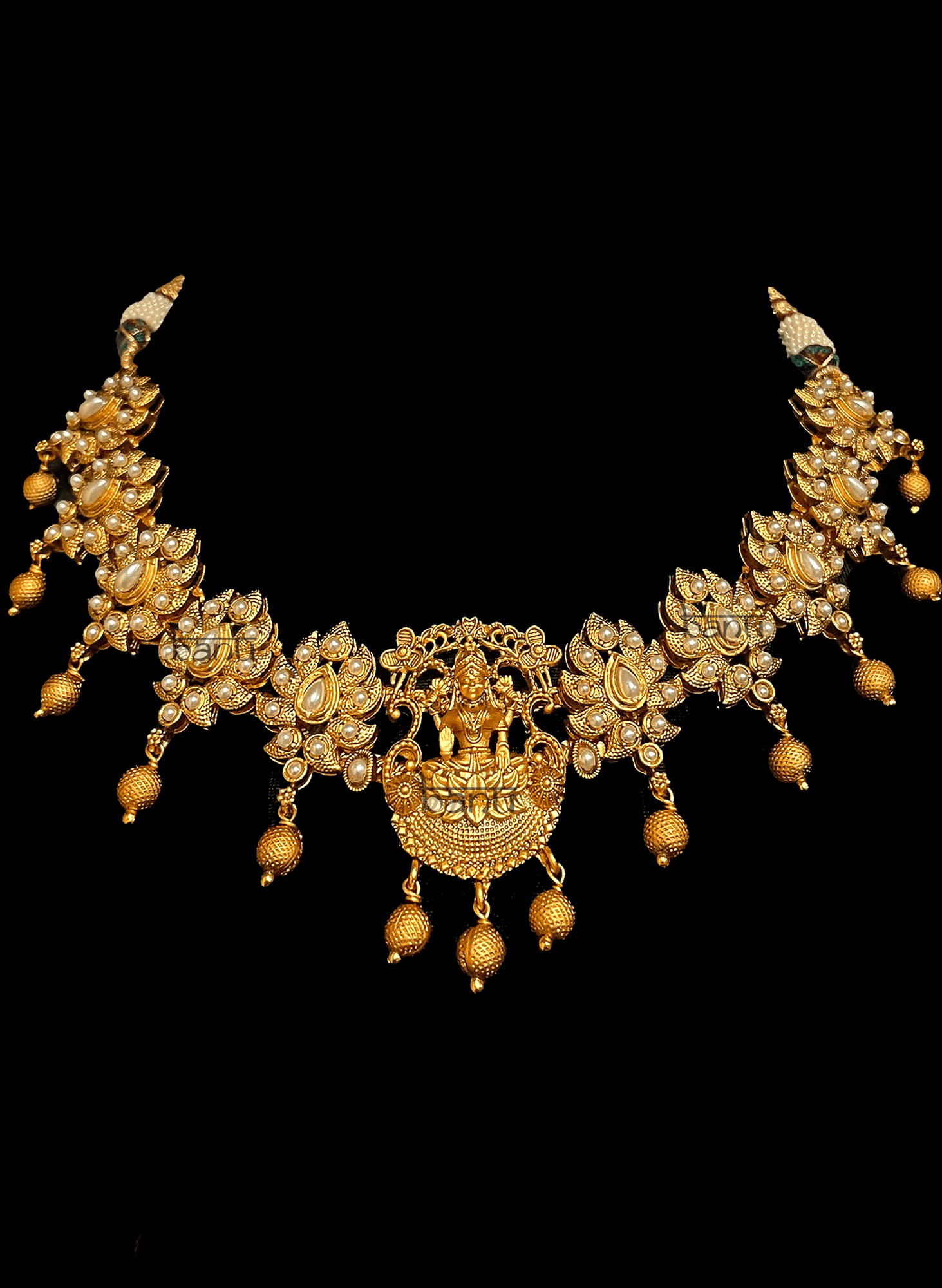 Biju Temple Jewelry - Traditional Indian set w/ Pearl & Goddess Pendant ...