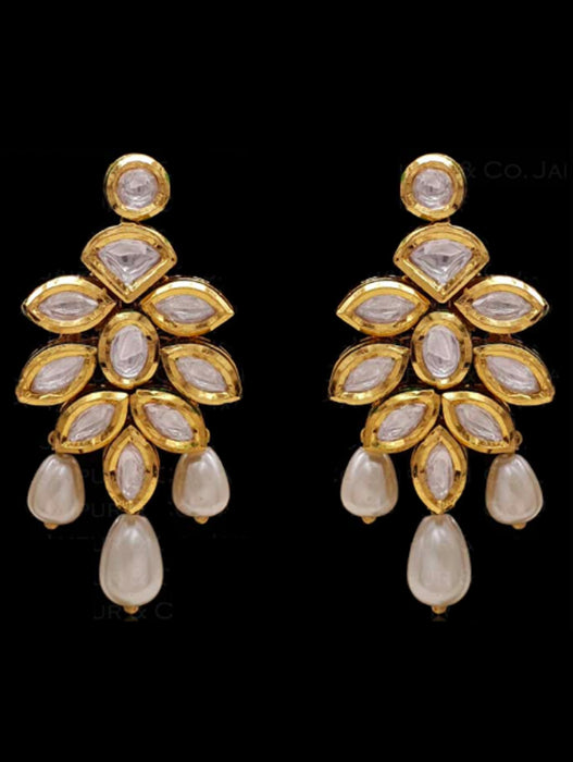 Vogue Kundan Statement Earrings with Shell Pearls – B Anu Designs