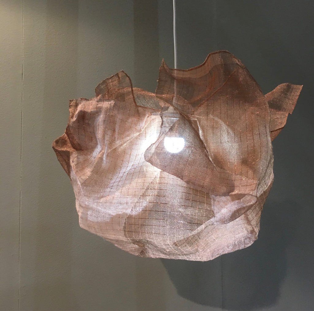 Woven silk lamp