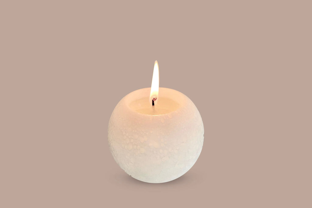 White sculptural ball candle
