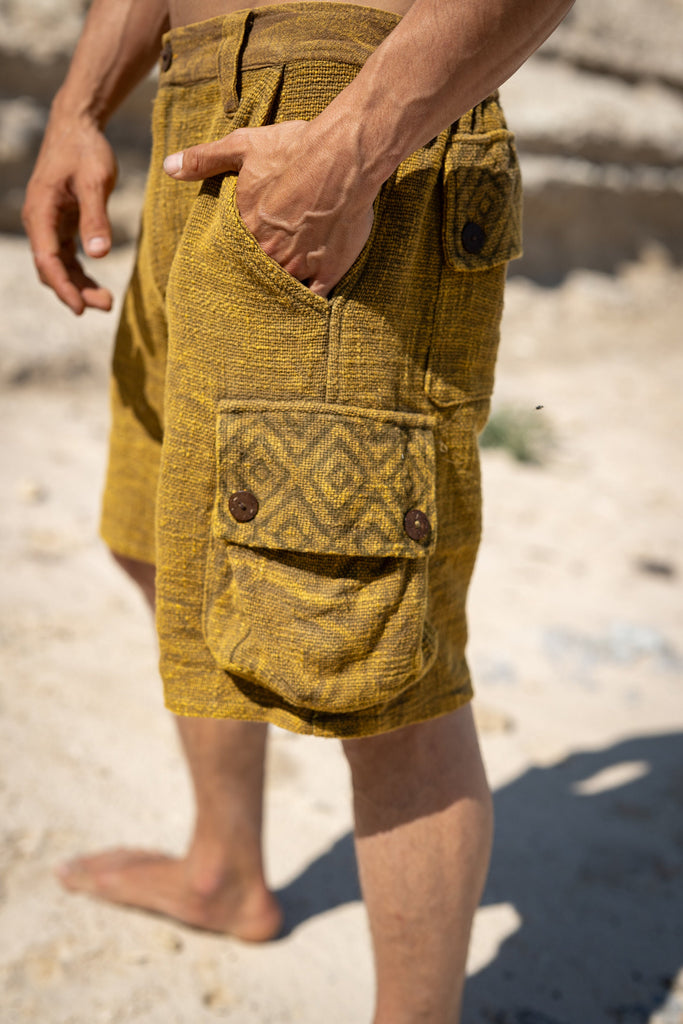 DAKRU Cargo Tribal Pants, Men's Harem Shorts Below Knee