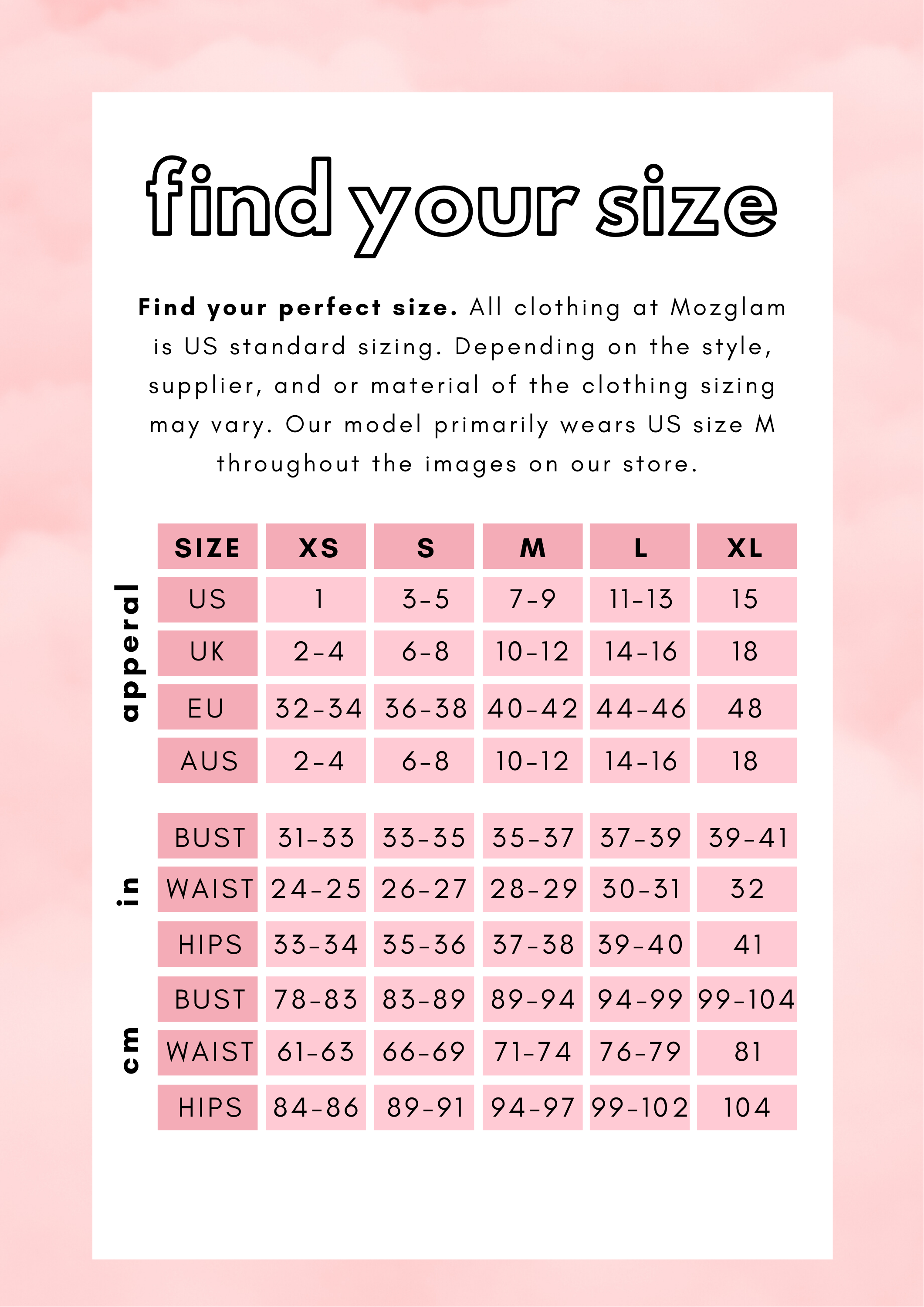 Size Guide – Mozglam