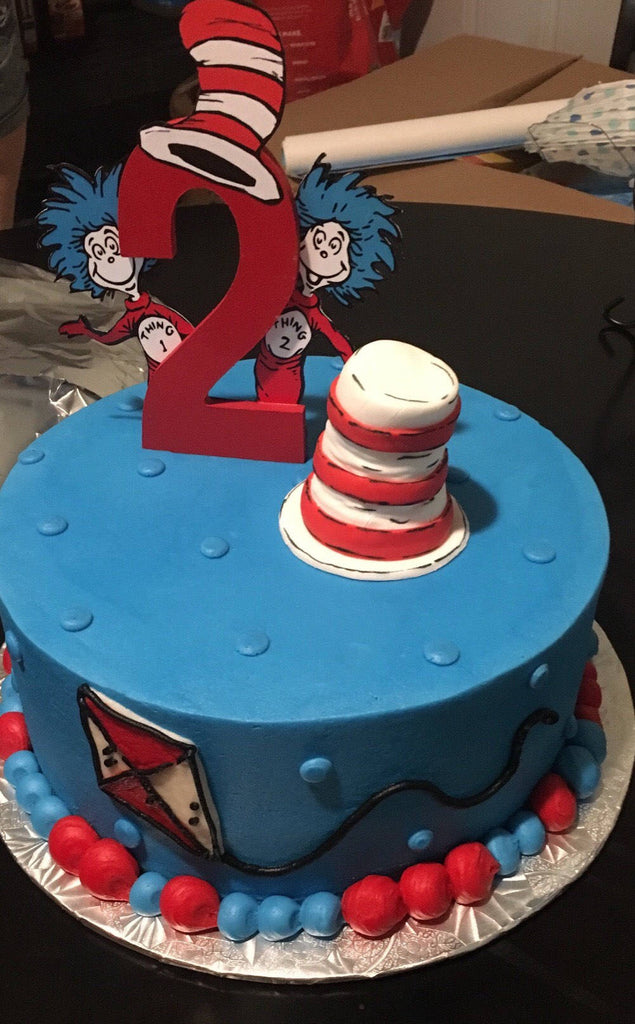 Thing 1 And 2 Dr Seuss Cake Topper With Wooden 1 Dr Seuss