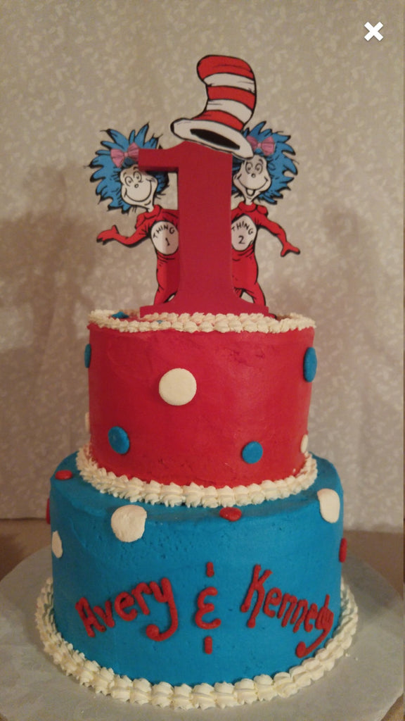 Thing 1 And 2 Dr Seuss Cake Topper With Wooden 1 Dr Seuss