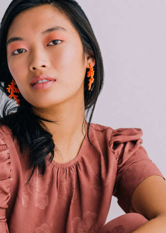 Coral hoop earrings