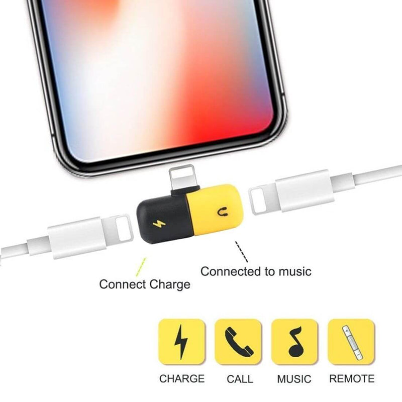 For iPhone Dual Lightning Splitter for Audio & Charging