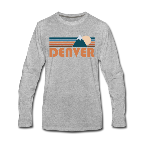 Denver, Colorado Long Sleeve T-Shirt - Retro Mountain Unisex Denver Long Sleeve Shirt - heather gray