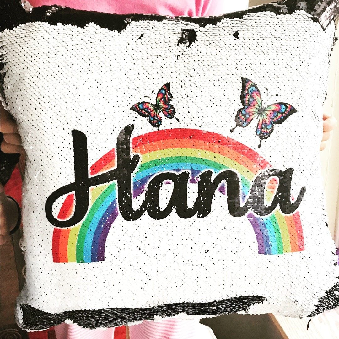 Floral Unicorn Custom Sequin Pillow INCLUDES INSERT CUSHION - Personal –  Happy Camper Creations TX