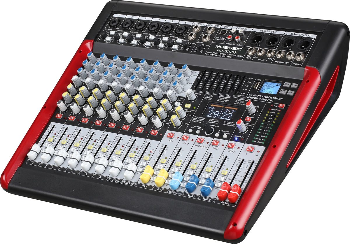 Professional 10 Channel PA Mixer Dual 24bit 99FX USB interface MUG10