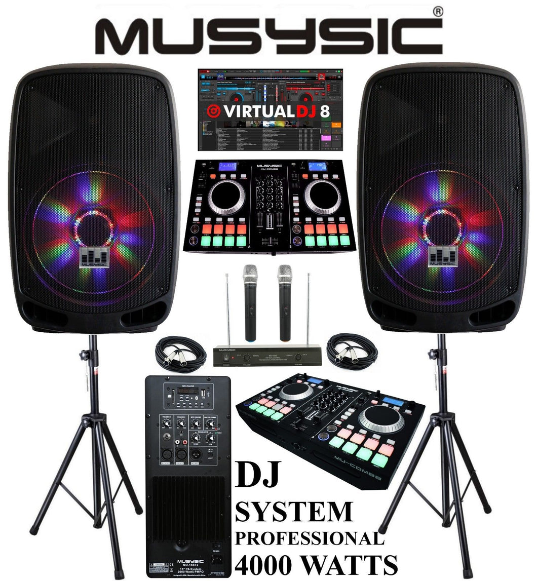 Complete Professional 4000W DJ Speakers-Musysic – MUSYSIC