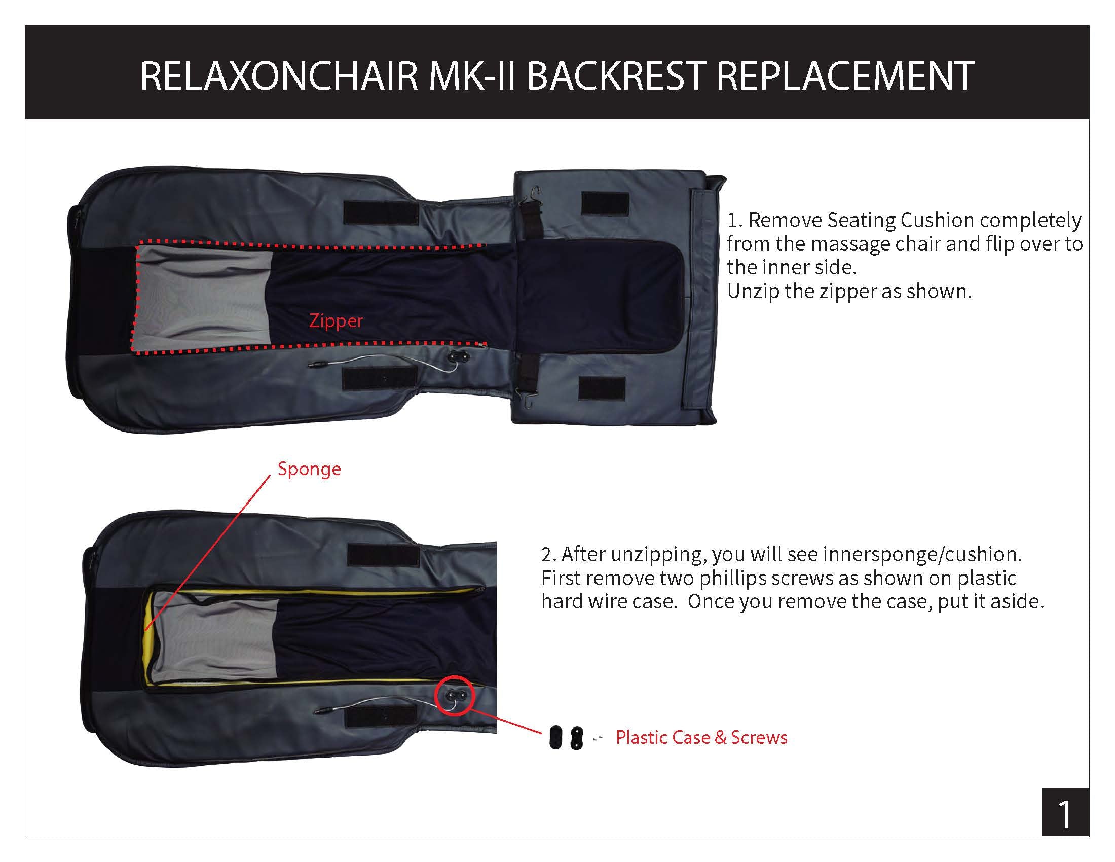 Massage Chair, Relaxonchair MK-II Plus Full Body Massage Chair Backrest Replacement