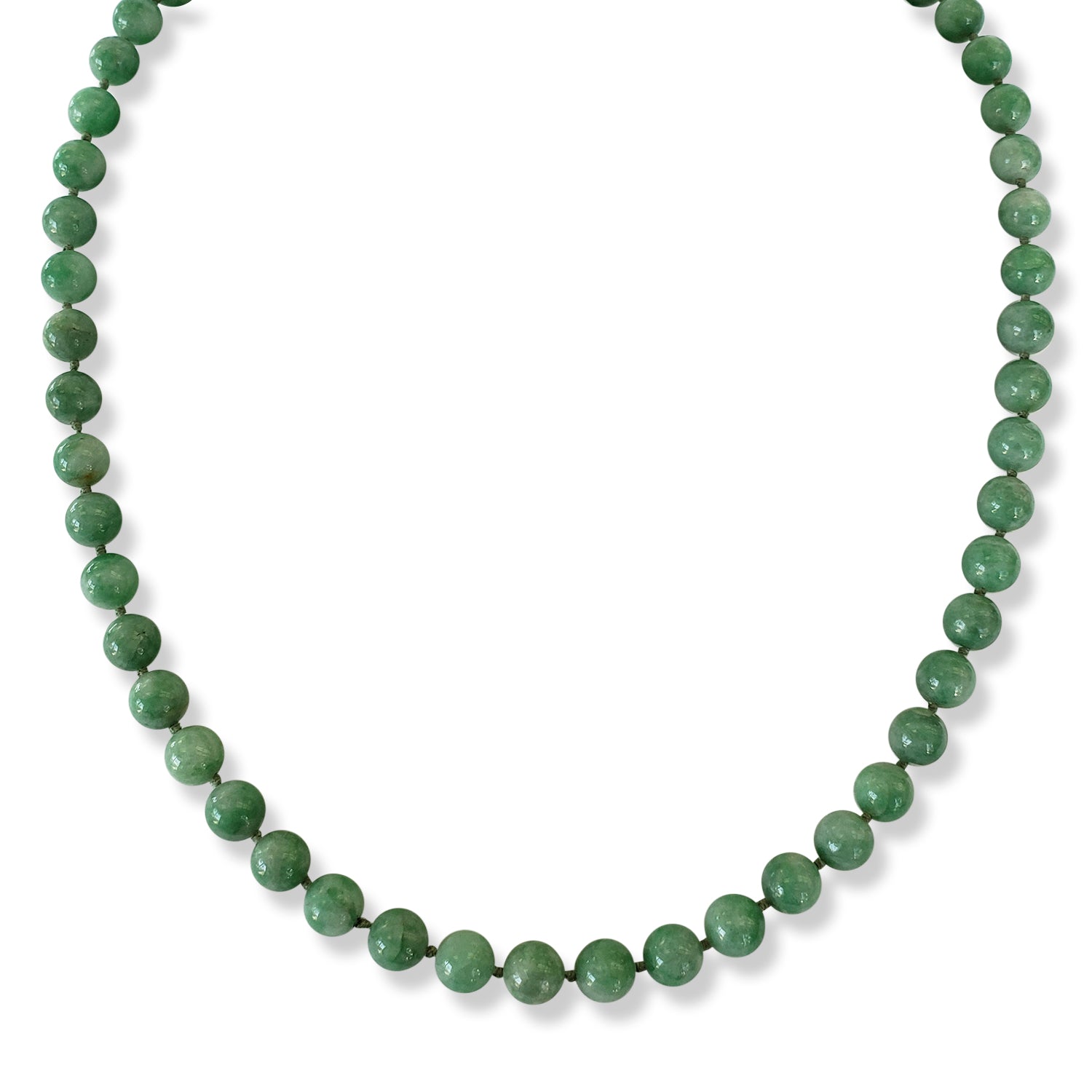 Antique Art Deco Jadeite Jade Bead Necklace 22 1/2