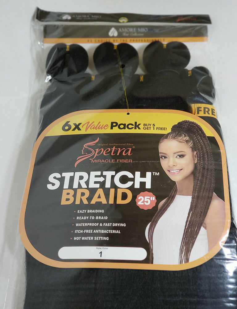 Amore Mio Pre stretched braiding hair 6x Value Pack | Hair Crown Beauty ...