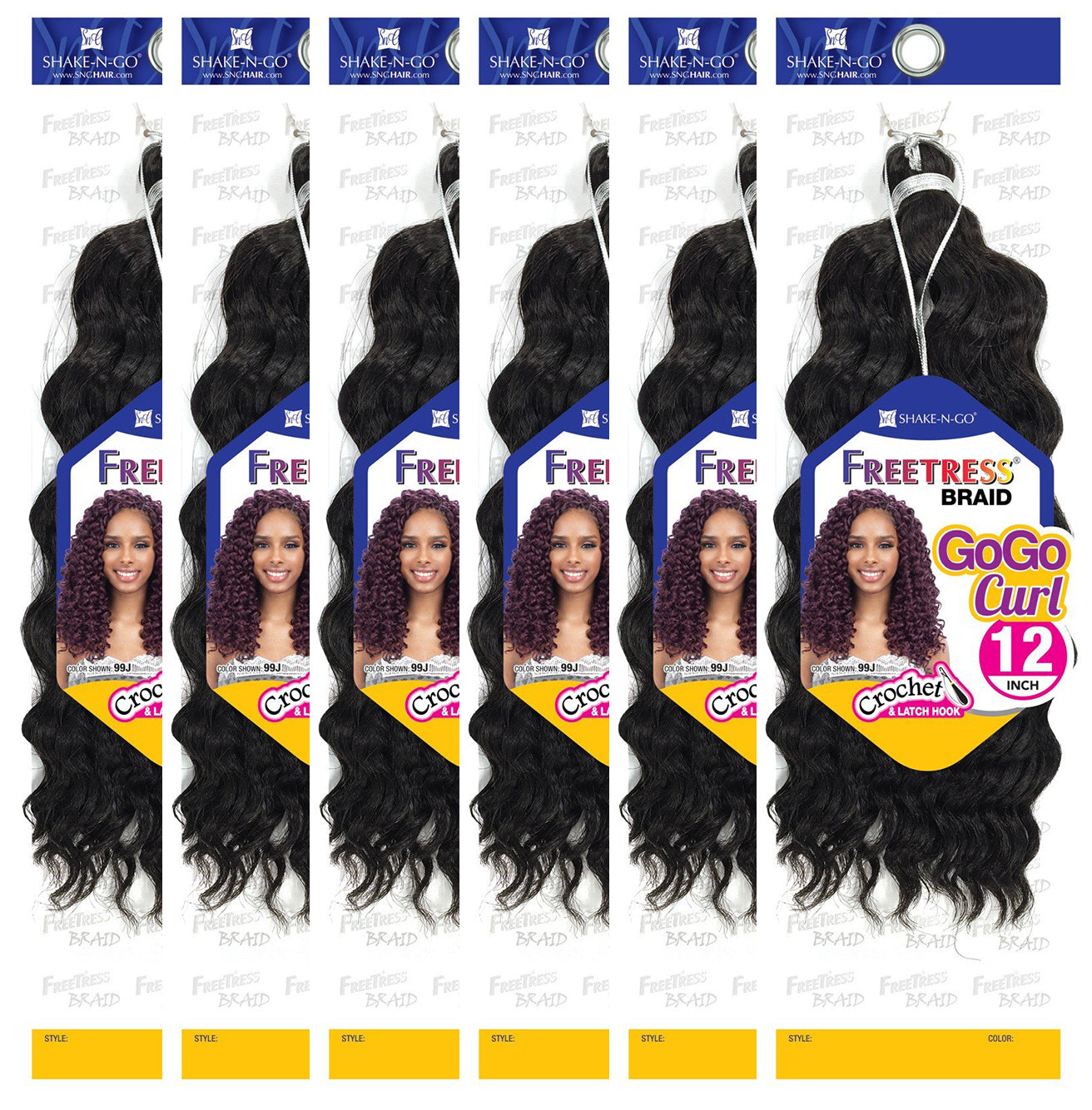 6 Pack Freetress Crochet Braid Gogo Curl 12 Hair Crown Beauty Supply