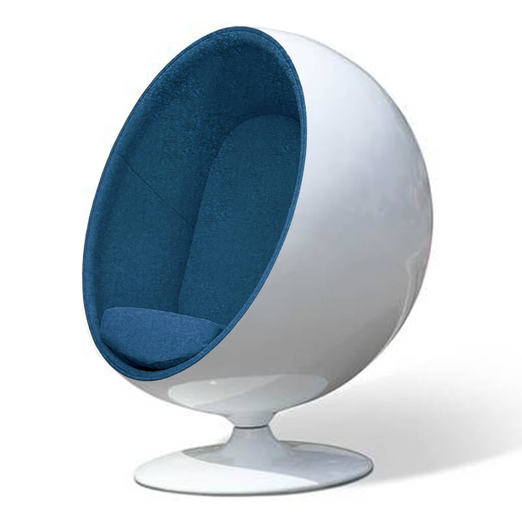 Ball Chair Boucle Wool Ocean Glossy White