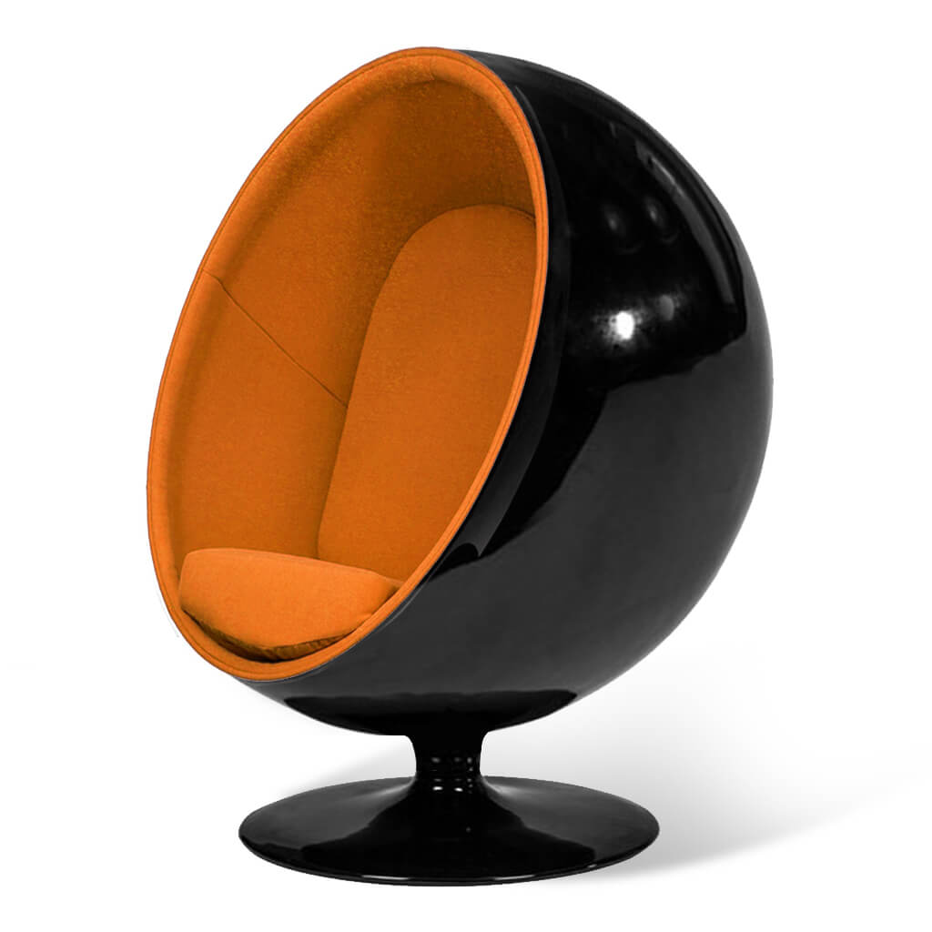 Ball Chair Boucle Wool Copper Glossy Black
