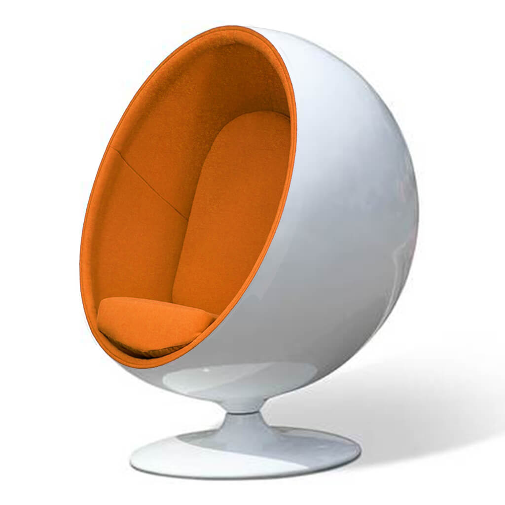 Ball Chair Boucle Wool Copper Glossy White