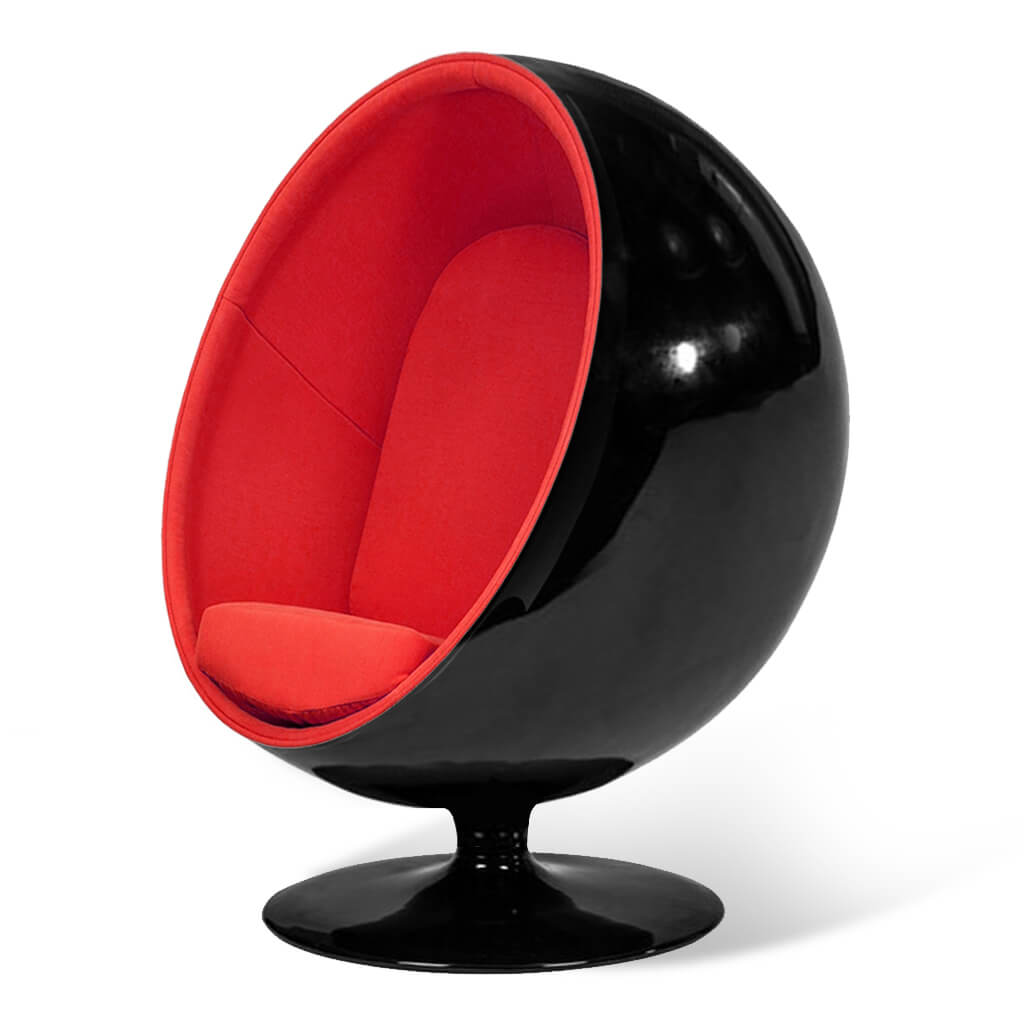 Ball Chair Cashmere Red Glossy Black